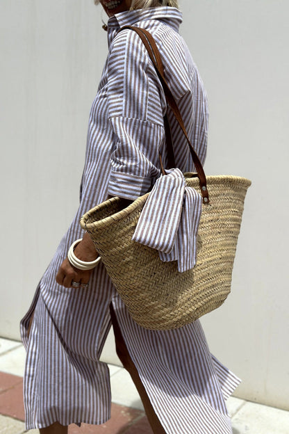 Brielle | Striped Shirt Midi Dress