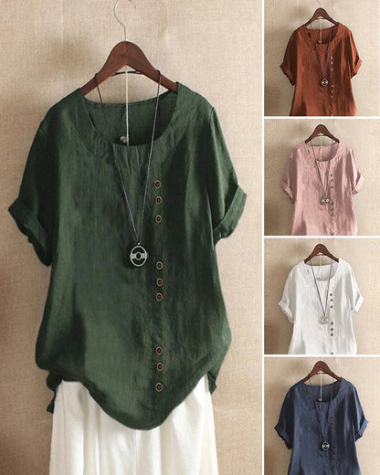 Talia | Button Accent Top
