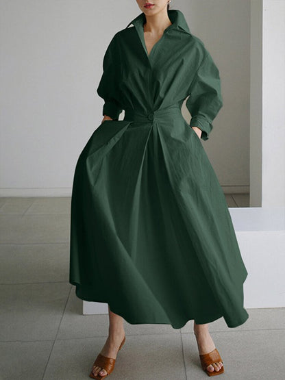 Audrey | Women Summer Button Shirt Midi Dress with Buttons
