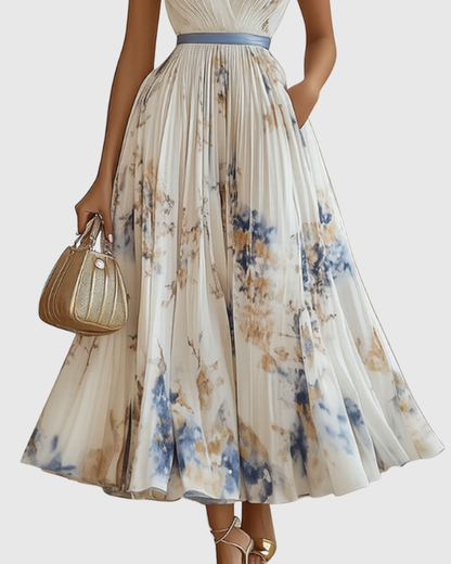 Faith | Womens Sleeveless Pleated Floral Midi Dress