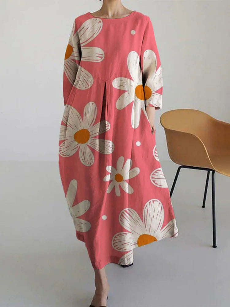 LOÏS - Vestido Corto de Manga Corta con Flores