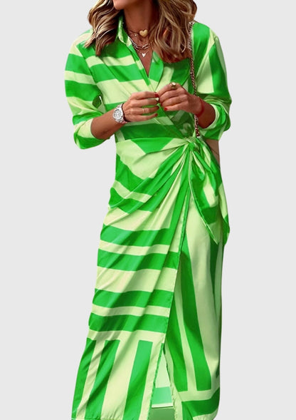 Abigail | Womens Striped Wrap Midi Dress