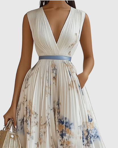 Faith | Womens Sleeveless Pleated Floral Midi Dress