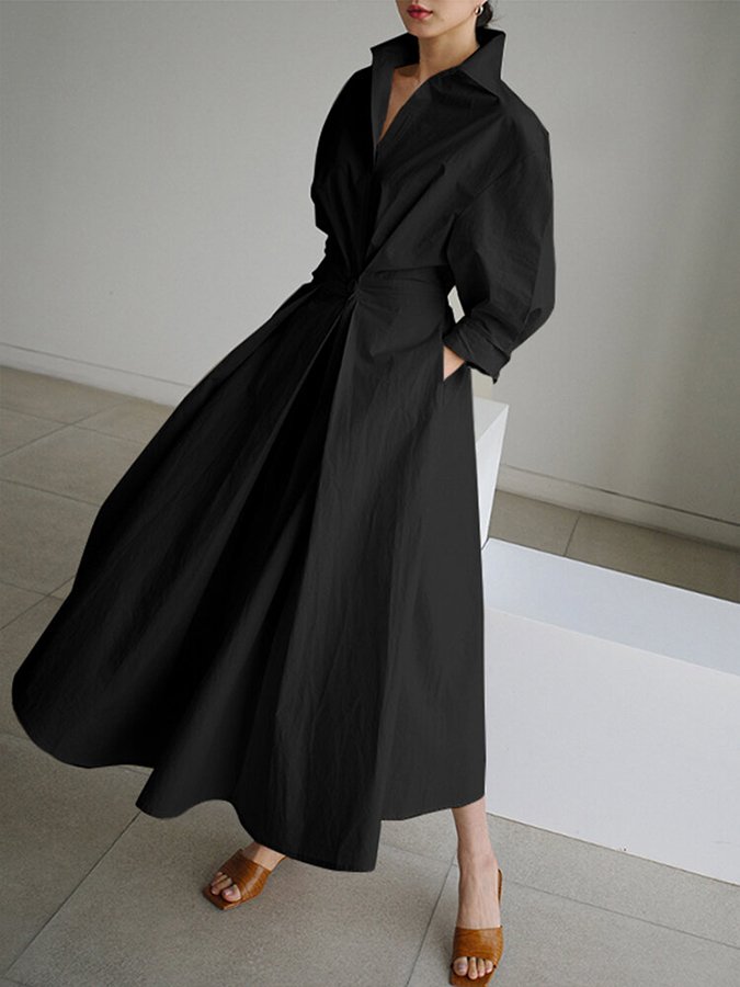 Audrey | Women Summer Button Shirt Midi Dress with Buttons