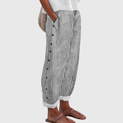 Divina | Striped Button Pants