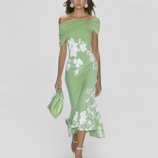 Addison | Women’s Floral Off Shoulder Midi Dress