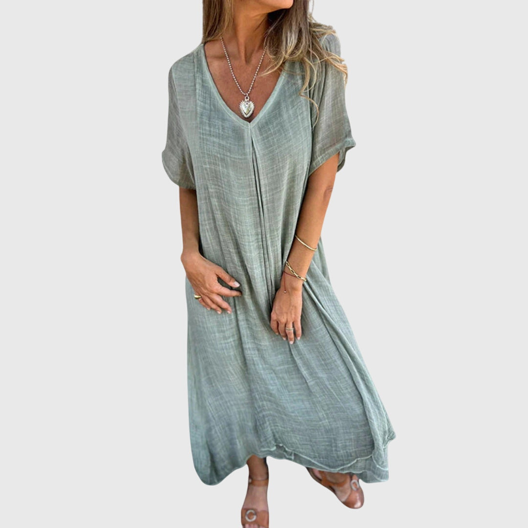 Fiona™ – Chic V-Neck Dress for Any Occasion