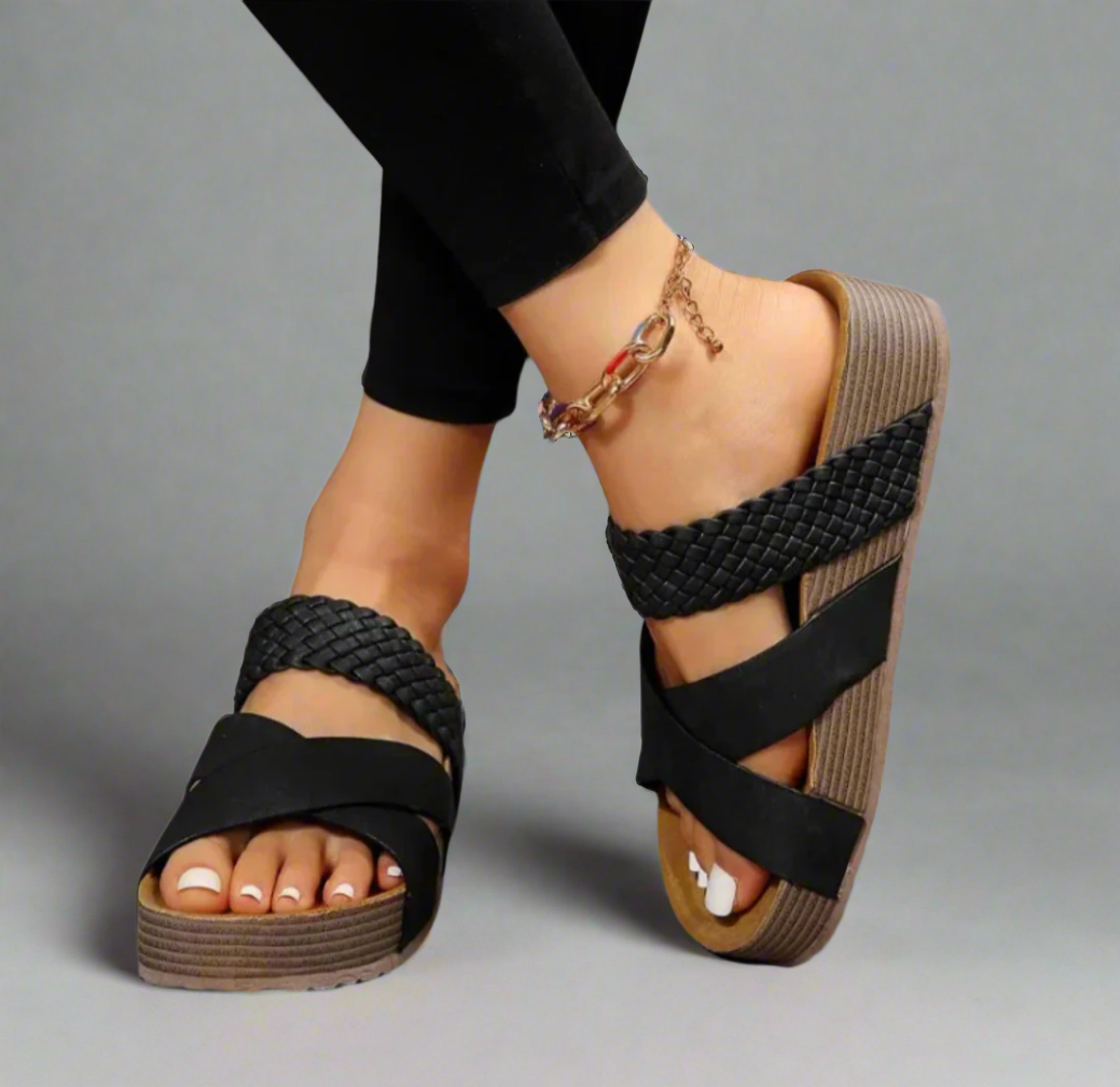 Alice | Women Braided Cross Strap Wedge Sandals