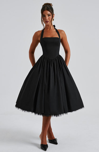 Hannah | Women Wedding Guest Halter Midi Dress