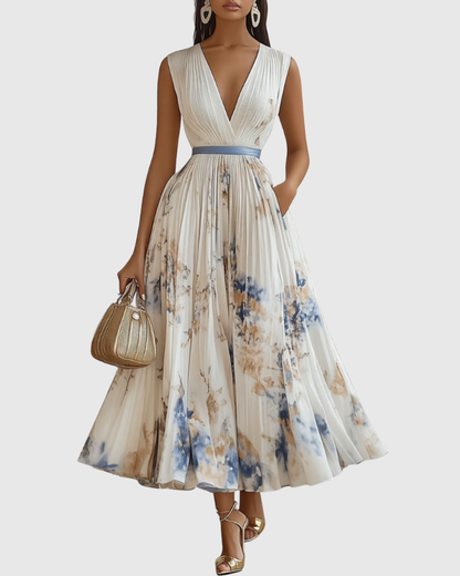 Faith | Womens Sleeveless Pleated Floral Midi Dress