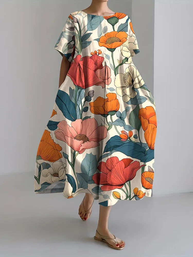 NOOR - VESTIDO DE ESTAMPADO BOTÁNICO VINTAGE