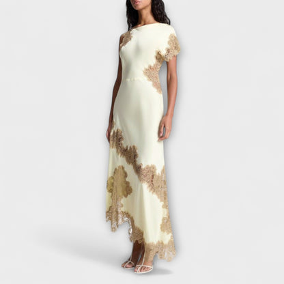 Margaret - Satin and Lace Maxi Dress for Special Occasions