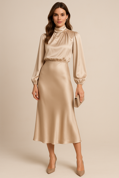 Ashley | Women Summer Long Sleeve Midi Dress