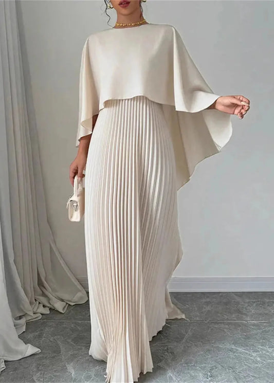 Alice  | Women’s Pleated Cape Overlay Maxi Dress