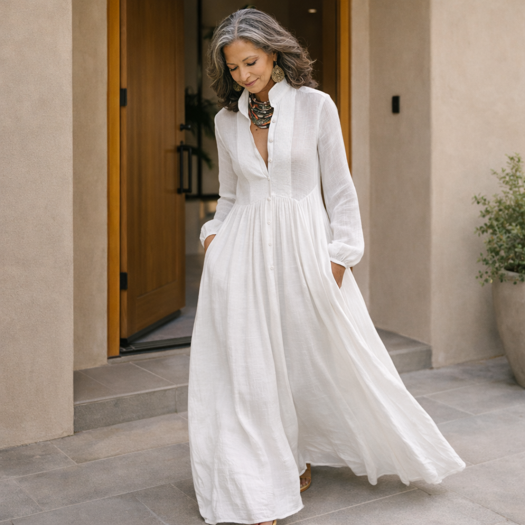 Serena | Flowing Button-Front Maxi Dress