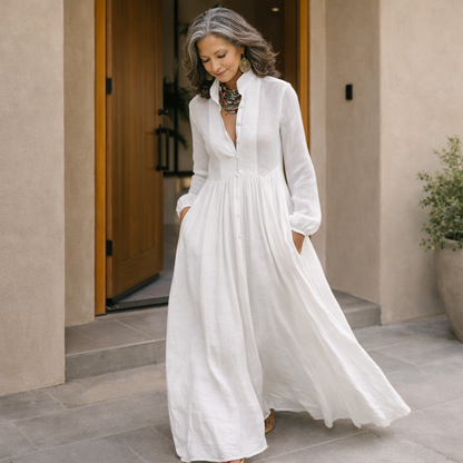 Serena | Flowing Button-Front Maxi Dress