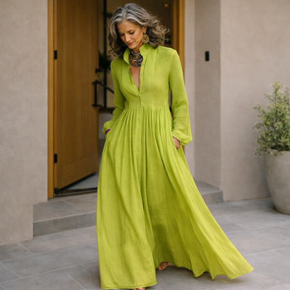 Anne | Flowing Button-Front Maxi Dress