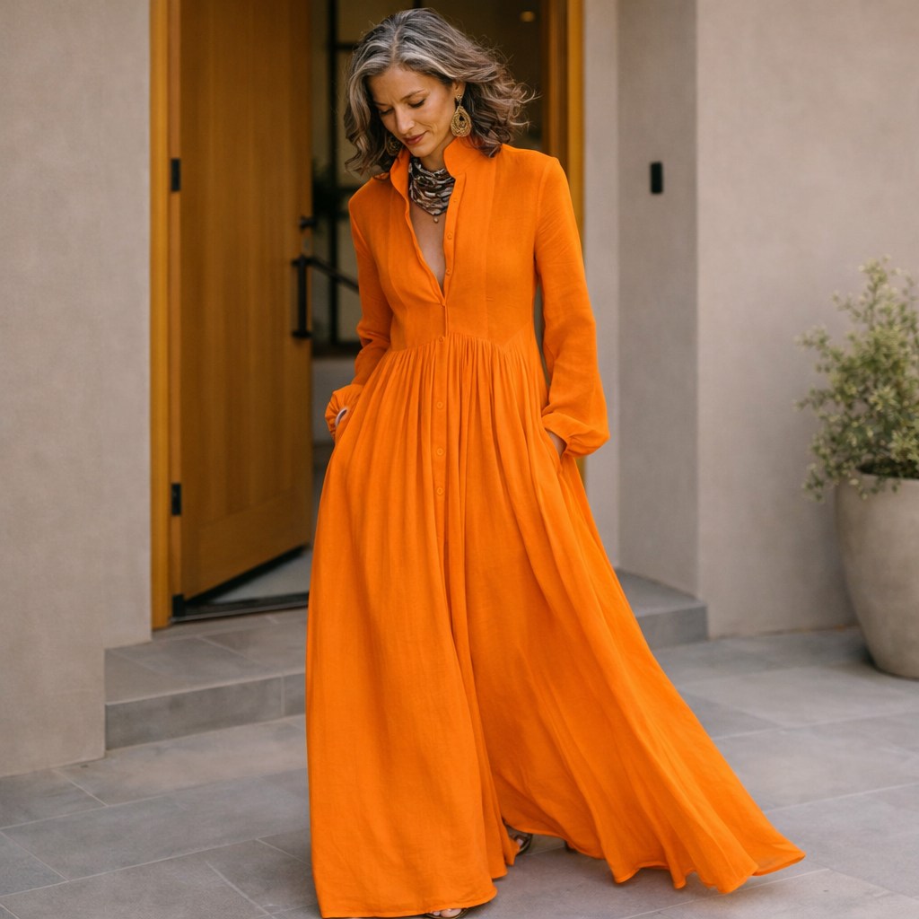 Katty | Flowing Button-Front Maxi Dress