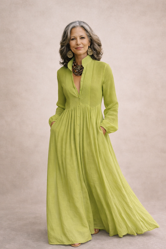 Anne | Flowing Button-Front Maxi Dress