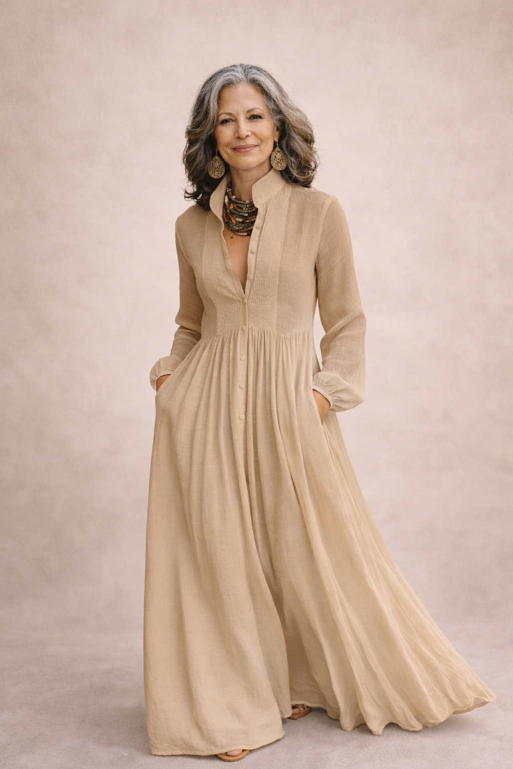 Danica | Flowing Button-Front Maxi Dress