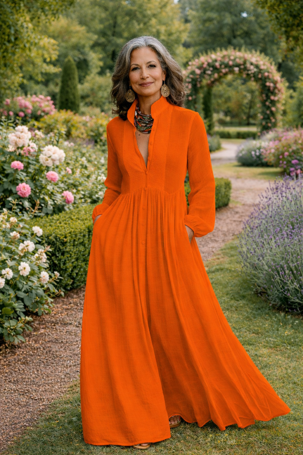 Katty | Flowing Button-Front Maxi Dress