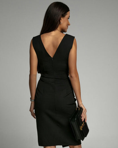 Caroline | Women’s Summer V Neck Slit Midi Dress