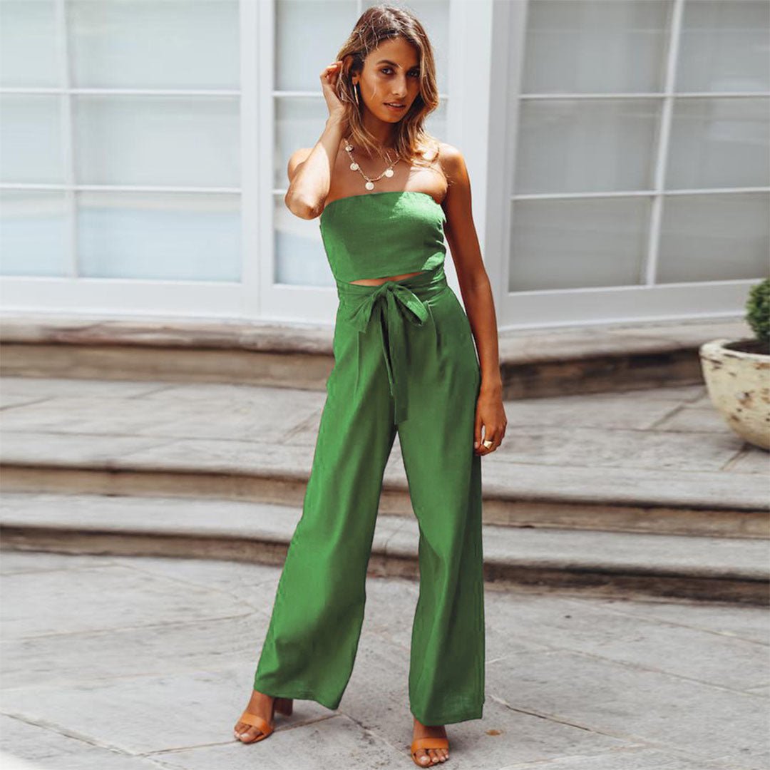 Elowen | Strapless Tie-Waist Jumpsuit