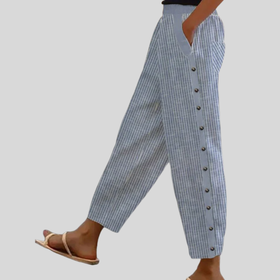 Lorna | Button Stripe Pants