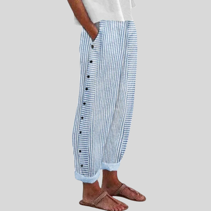 Divina | Striped Button Pants