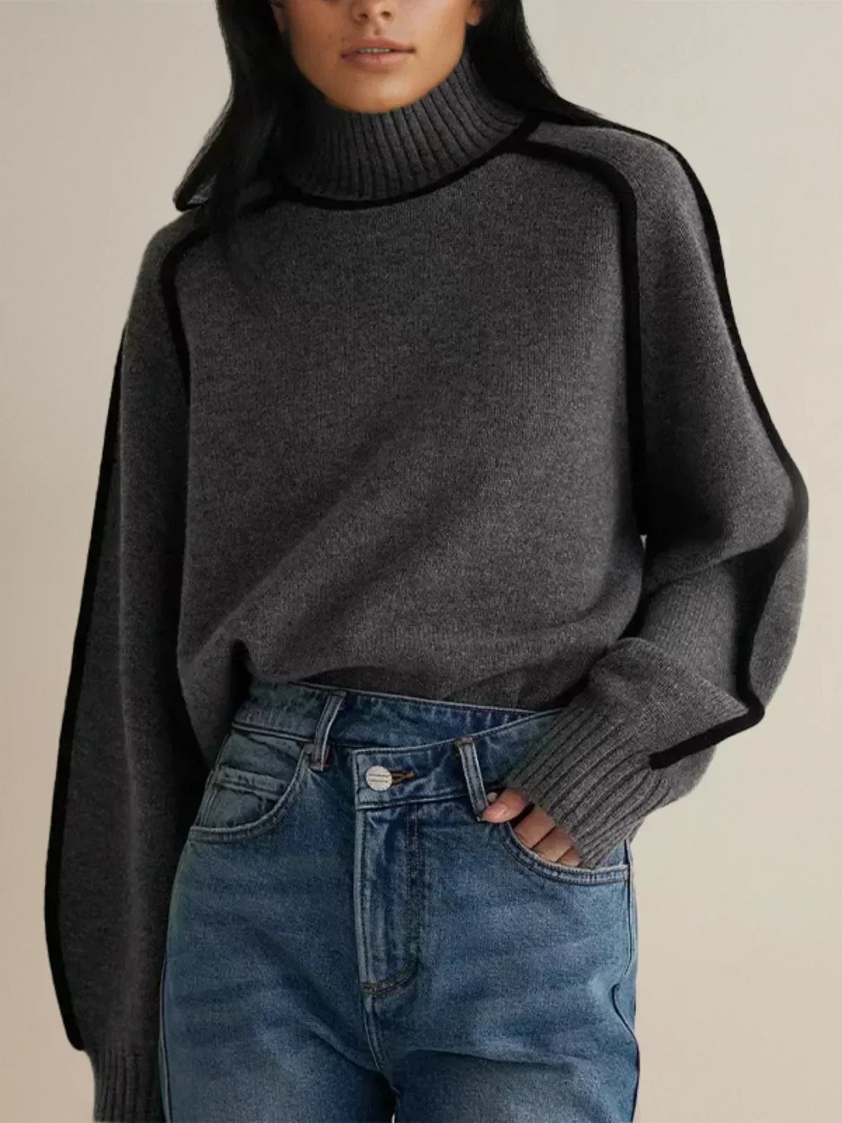 Michelle | Luxe Trim Turtleneck Sweater