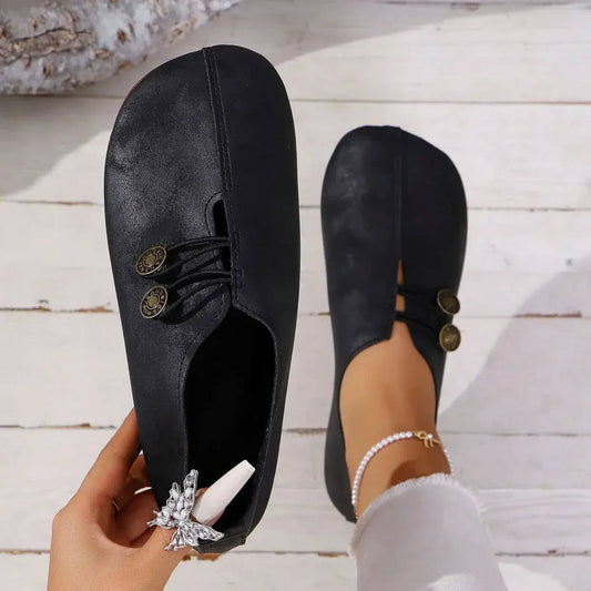 Sandra | Button Detail Slip-On Flats
