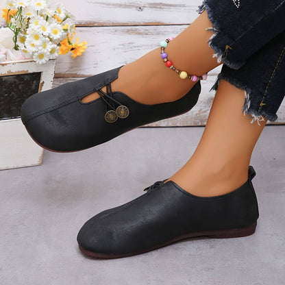 Sandra | Button Detail Slip-On Flats