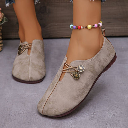 Sandra | Button Detail Slip-On Flats