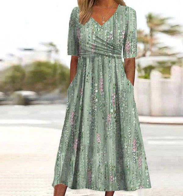 Morgan | Women Floral V Neck Pocket Midi Dress