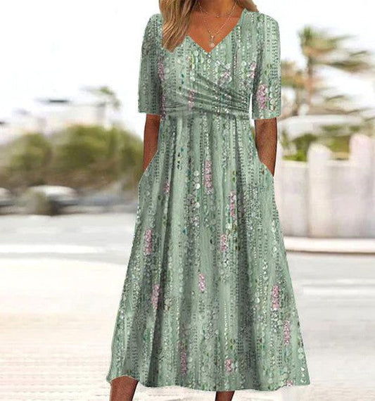 Morgan | Women Floral V Neck Pocket Midi Dress