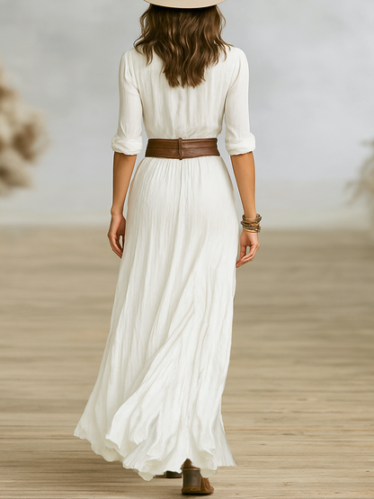 Rose | Women Bohemian Button Front Maxi Dress
