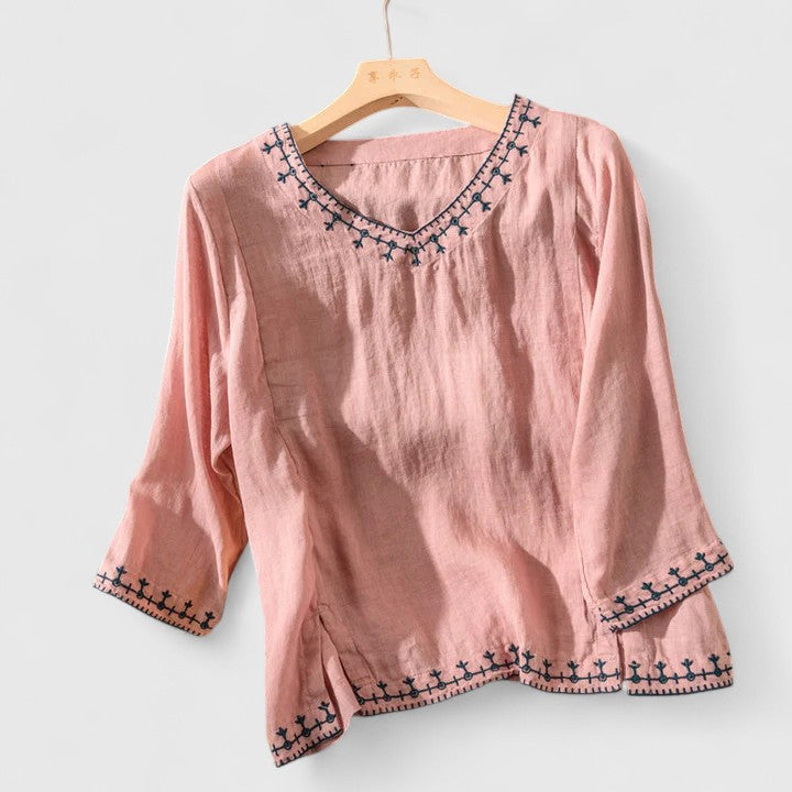 Taysia | Chic V-Neck Blouse for Any Occasion
