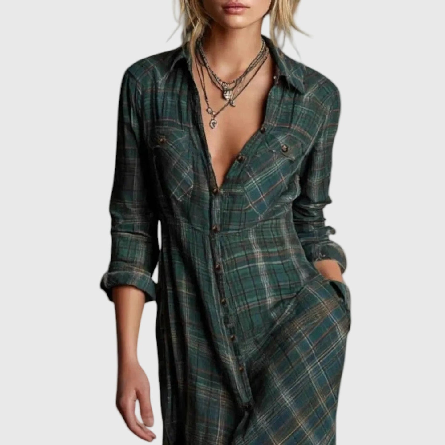 Sloane | Elegant Plaid Maxi Dress