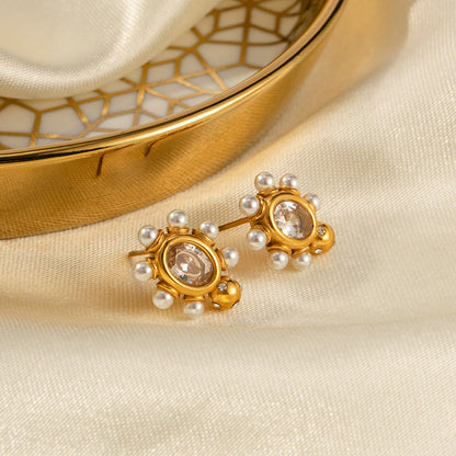 Chic Gold Pearl Drop Earrings