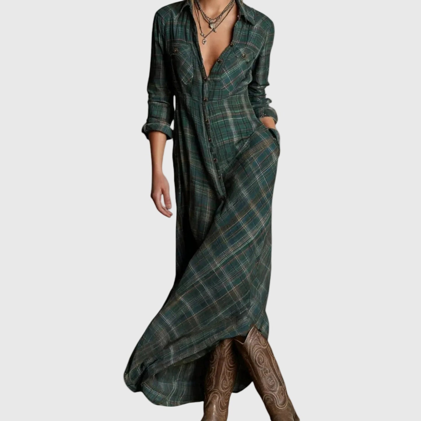 Sloane | Elegant Plaid Maxi Dress