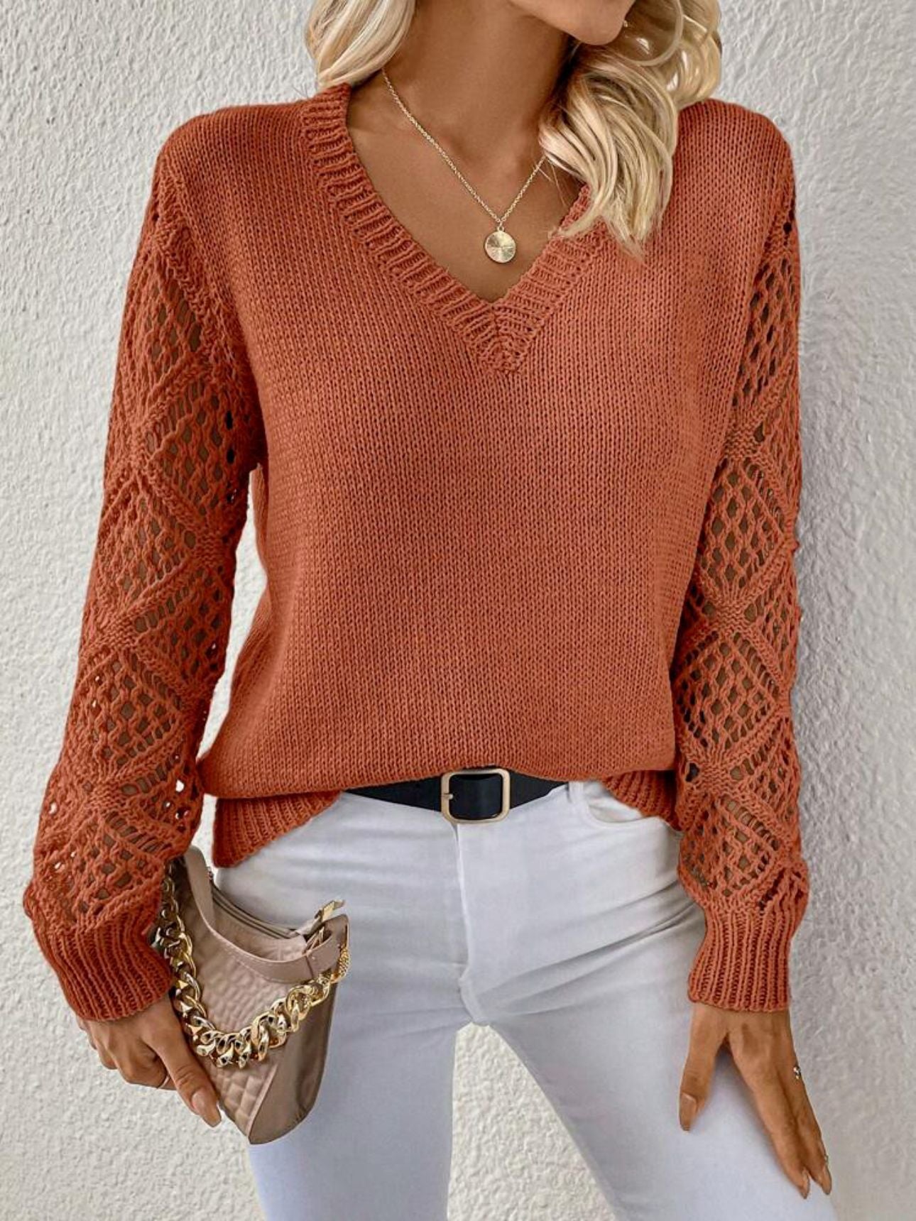 Amanda | Knit Lace Sleeve Top