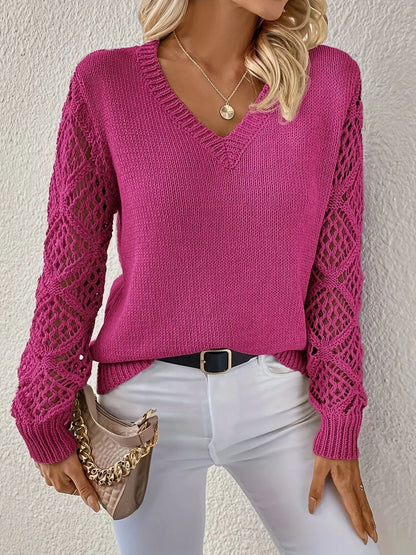 Amanda | Knit Lace Sleeve Top
