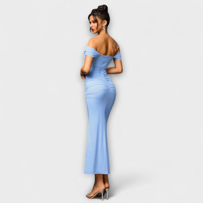 Ione - Chic Off-Shoulder Ruched Dress for Any Occasion