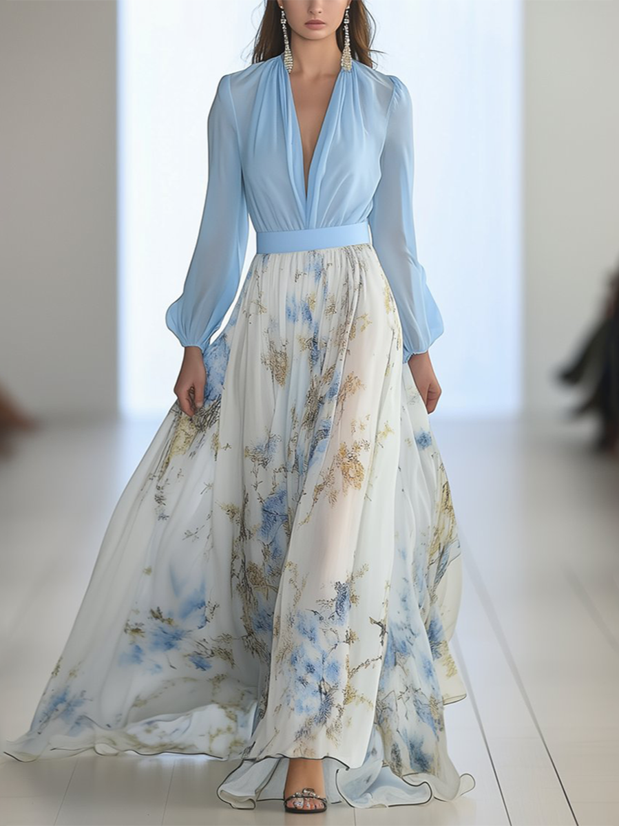 Savannah | Women Elegant Floral Chiffon Maxi Dress