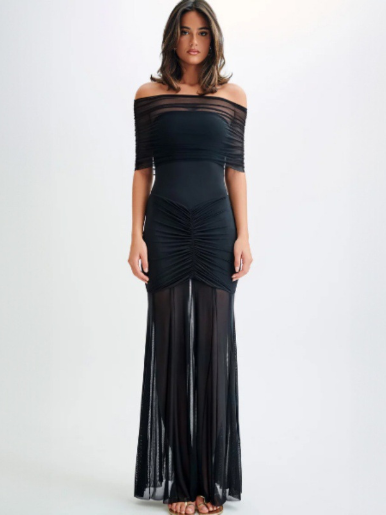 ELEGANTE VESTIDO MAXI SIN HOMBROS