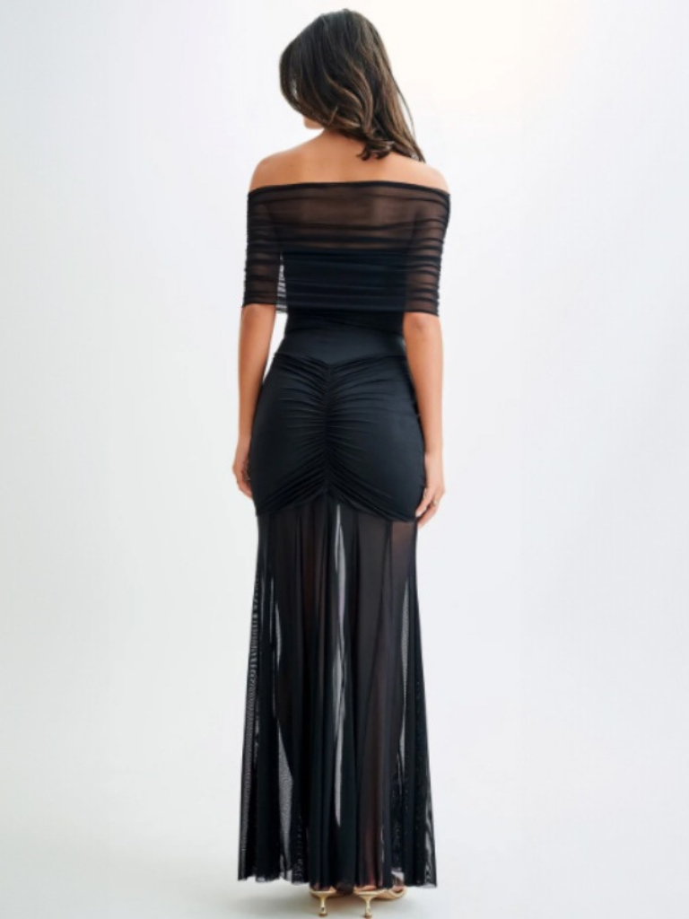 ELEGANTE VESTIDO MAXI SIN HOMBROS