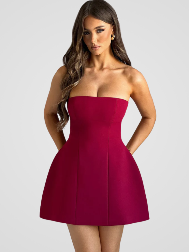 VESTIDO MINI SIN TIRANTES LYXIG