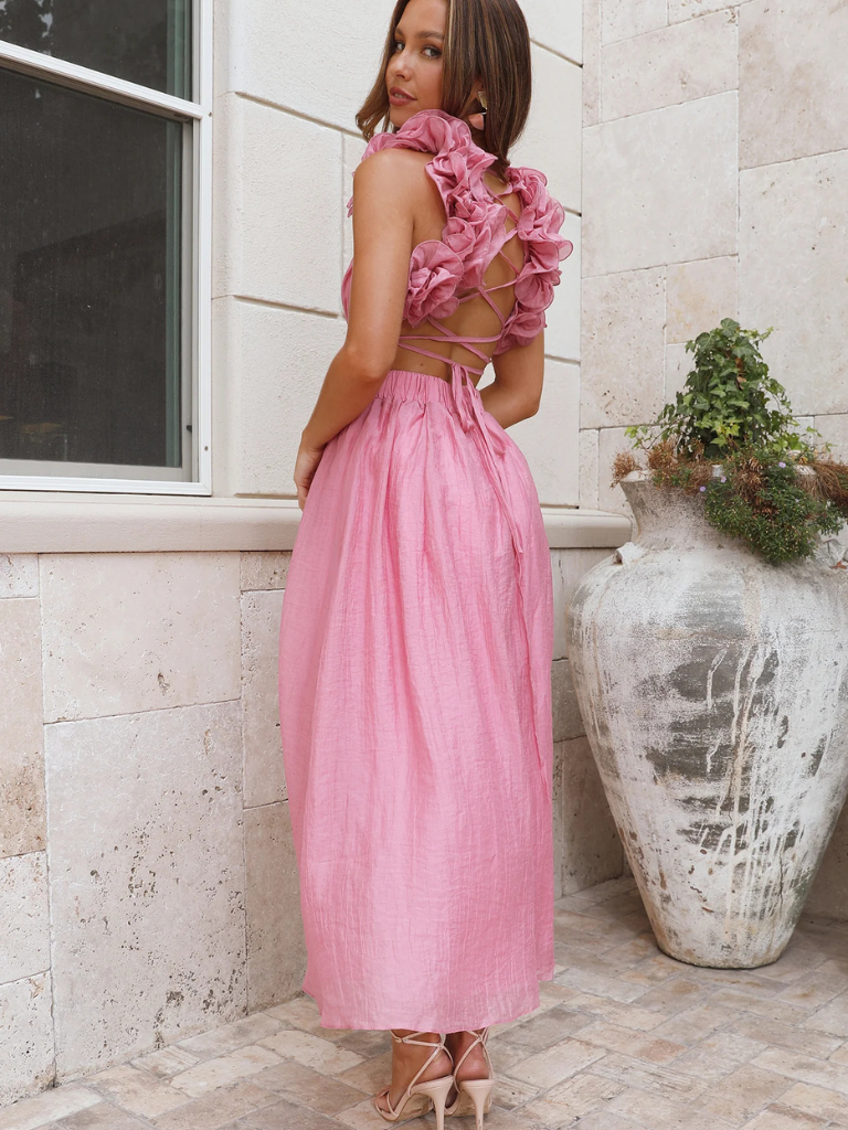 VESTIDO MIDI CON VOLANTES COLETTE