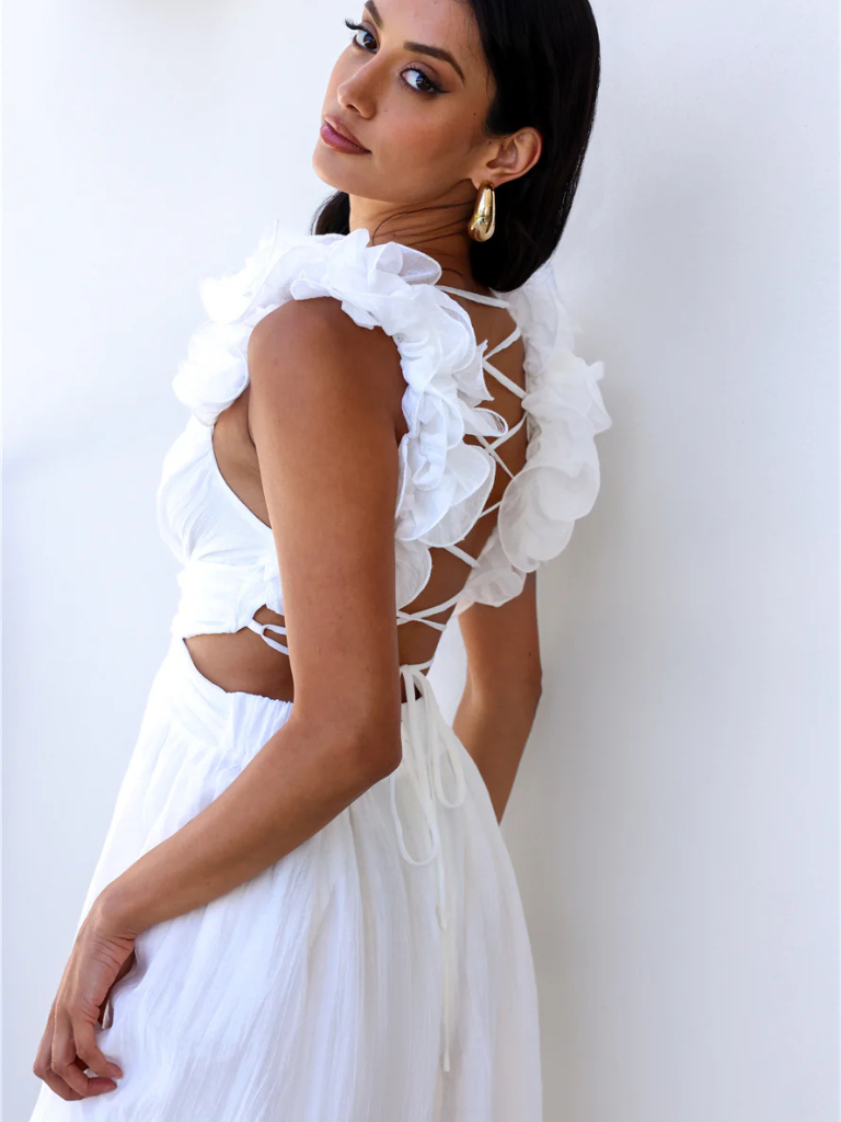 VESTIDO MIDI CON VOLANTES COLETTE