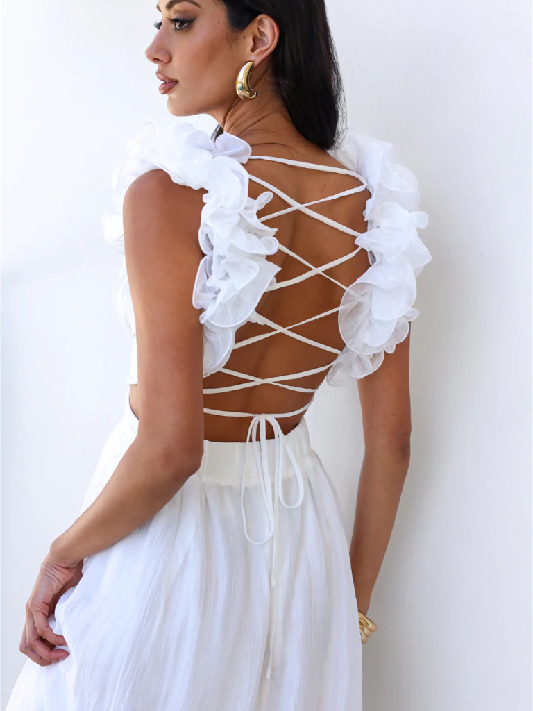 VESTIDO MIDI CON VOLANTES COLETTE